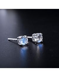 s. Leaf Tiny facetas plata de ley Moonstone Stud arete Moonstone Studs