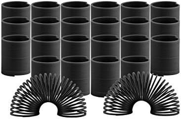 Mini Serpentine Novelty Spring Toys Perfect for Party Favors (Black, 24 Pack)