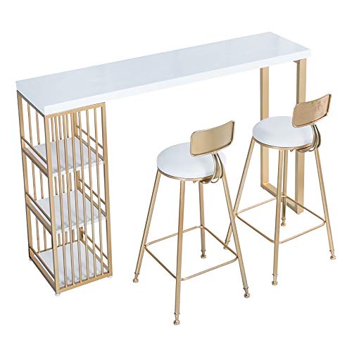 ODDINER Bartisch Küche, Theke, Tisch Bistrotisch Frühstück Esstisch Couchtisch mit 3-Tier Storage Rack Regale for…