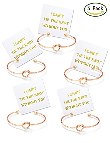 Flower Girl Gifts Bridesmaid Gifts Love Knot Bracelet Tie the Knot Cuff Open Bangle Stretch Bracelet For Women Set of 5 Gifts for Girlfriend Wife Anniversary Gifts for Her Romantic Gifts For Her