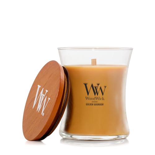 WoodWick Scented Candle with Crackling Wick | Golden Bourbon Medium Hourglass Candle | Long Burning Candles: Up to 60 Hours | Perfect Gifts for Women