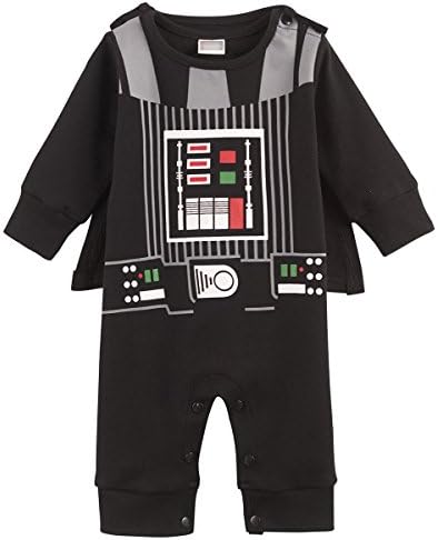 Kiddomania Baby Toddler Boy/ Girl Superhero Bodysuit Romper Onesie Costume (70 (0-6 Months), Darth Vader Long Sleeves)