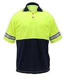 Two Tone Polyester Polo Shirt with Reflective Stripes Yellow/Navy