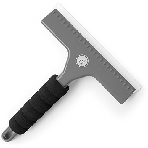 Squeegee for Shower, Window and Car Glass - 2 Extra Silicone Replacement Blades - Foam Handle - Color Gray