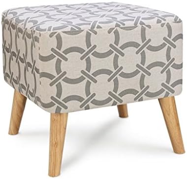 AIDELAI Bar Stool Chair- Solid Wood Change Shoe Stool Footstool Test Shoe Stool Round Upholstered Footstools 4 Wood Leg Pouffes Stool Fabric Cover Saddle Seat (Color : # 2)