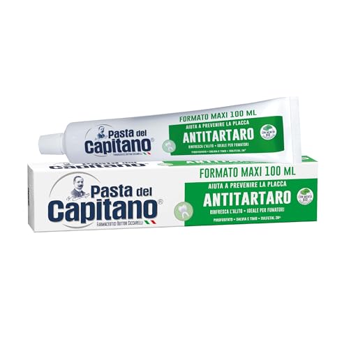 Pasta del Capitano, Organic Anti-artartar Toothpaste, Gives Freshness and Refreshes Breath, Ideal for Smokers, Helps Prevent Plaque, 100% Made in Italy, 100 ml Tube
