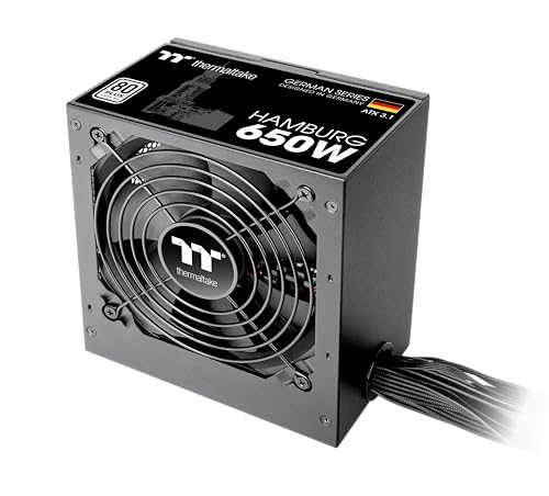Thermaltake Hamburg 650W Power Supply | German Series | ATX 3.1 | 80 Plus White | Non-Modular | 2 x PCIe 6+2 Pin | Quiet 120 mm Fan | DC-to-DC