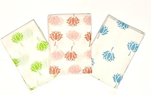 Muslin Swaddle Blanket by TURA TURI, 100% cotton muslin, Indian Lotus, Super Soft and Ideal for Newborns, 3 Pack