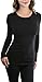 ToBeInStyle Women's Cotton-Blend Crew-Neck Staple Top with Long Sleeves - Black - M