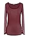 Imagenation Women's Long Sleeve Mesh Top Sheer See Through Round Scoop Neck Stretchy