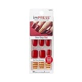 Kiss Products Impress Gel Nails with Sporty Accents, Unity, Red Striped