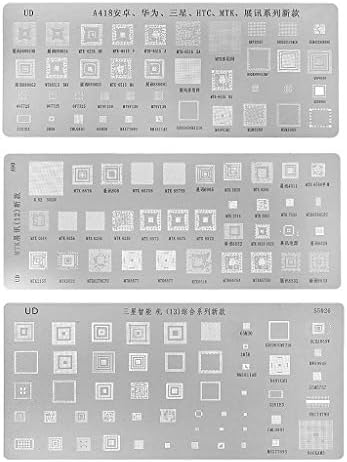 Huhudde 3pcs Universal BGA Reballing Stencils Kit For MTK Samsung HTC Huawei Android