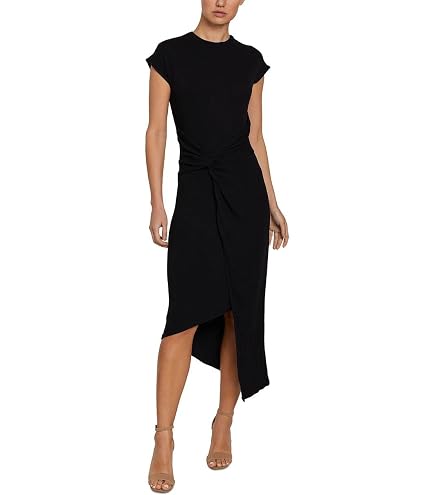 Laundry By Shelli Segal Womens Midi Cap Sleeve Asymmetrical Knot Front Dresses, Hunter Green, Small US at Amazon Women's Clothing store