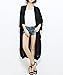 ellazhu Women Loose Baggy Middle Sleeves Black Solid Long Chiffon Outerwear GA1142