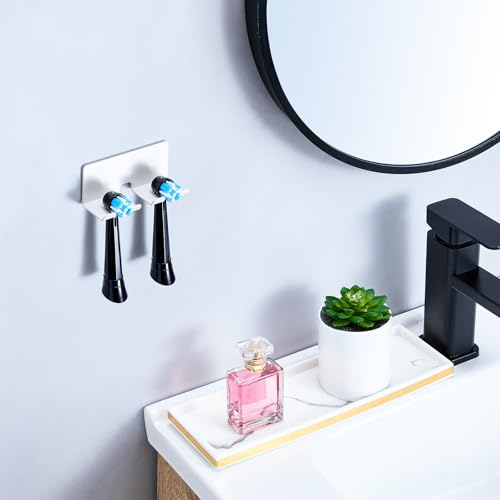 GGQ Electric Toothbrush Holder - Wall Mounted Toothbrush Holder in Holder Electric Toothbrush Heads Without Drilling for Bathroom Toothbrush Holder Self-Adhesive (White, Small)