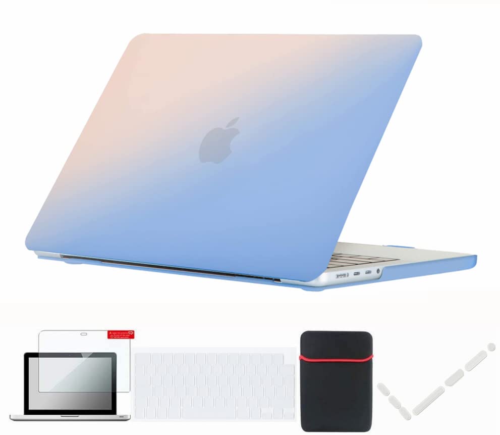 Se7enline Compatible with 2025 2024 2023 2022 2021 MacBook Pro 14 inch Case for A2918 A2992 A3112 A3401 A3434 M5 M4 M3 M2 M1 &Sleeve&Keyboard Skin&Screen Protector&Dust Plug,Serenity Blue&Rose Quartz