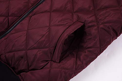 image for PASLTER Mens Bomber Jacket Diamond Quilted Varsity Jackets Lightweight
