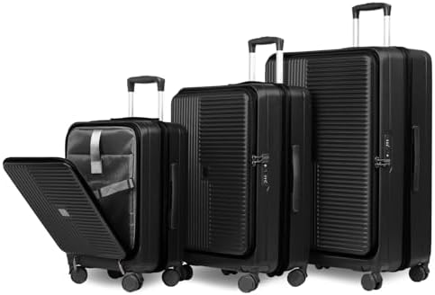 Amazon.com | Merax Luggage Sets 3 Piece,Front Open PC Hardshell