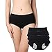 Women Menstrual Period Briefs Sanitary Leakproof Briefs & Postpartum Easy Clean Bleeding Protective Panties-3 Pack (S, Black)