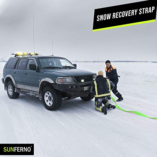 Sunferno Recovery Tow Strap 35000lb Break Strength - Lab Tested Heavy Duty 3"x20' Winch Snatch Straps - Recover Your Vehicle Stuck in Mud/Snow - Protective Loops - Off Road Towing Rope Truck Accessory - Image 6