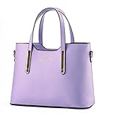 Fashion Road Genuine Leather Womens Shoulder Bags Top-Handle Handbag Tote Purse Bag Purple