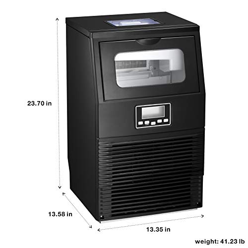AGLUCKY Commercial Ice Maker Machine, Automatic Ice Maker,Ice Cube Ready in 11mins,8.8lbs Ice Storage,Self-clean Function,LCD Display,LED Light with Ice Shovel 84lbs/24h,Black