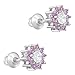 925 Sterling Silver 6mm Dazzling Pink Cubic Zirconia Flower Earrings, Best for Toddlers, Little Girls and Pre Teens - Screw Back Locking Floral Lover Girl's Earrings Set! Formal & Party Outfit