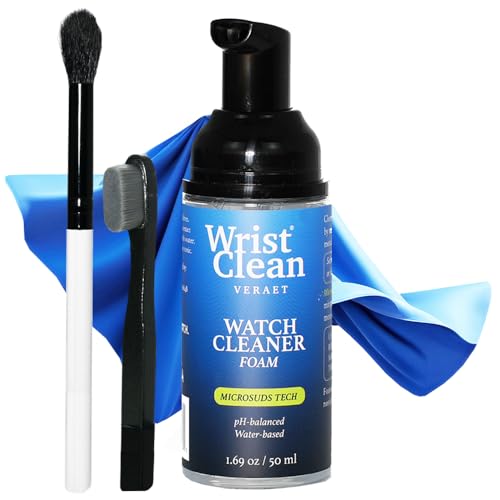 Essential Watch Cleaning Kit | Safe on all Metals & Crystals | (1x) Watch Cleaner Foam 50ML, (1x) Everyday Watch & Jewelry Cleaning Cloth 10