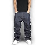 Generic Men's Vintage Hip Hop Street Style Unwashed Baggy Jeans 36 Dark Blue