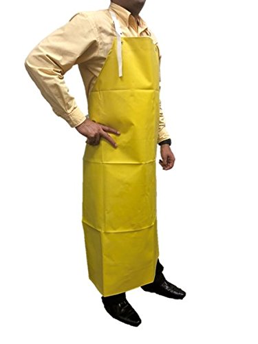 SAFE HANDLER Heavy Duty Nitrile Industrial Bib Apron, Chemical and Oil Resistant (Yellow)