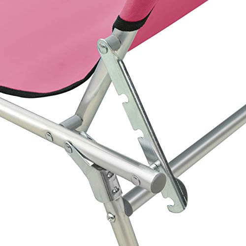 Qnotici Klappbare Sonnenliege mit Dach Gartenliege Strandliege Camping Liege Liegestuhl für Balkon Garten Terrasse Stahl Magento Rosa – Bild 6