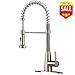 VESLA HOME Commercial Single Handle Pull Down Out Sprayer Spring Stainless Steel Kitchen Faucet, Brushed Nickel Kitchen Sink Faucet
