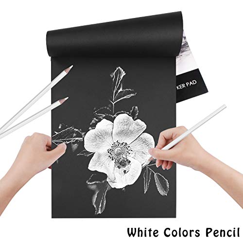 Black Sketch Pad, L\'émouchet Sketch Book, resistente Sketch pad per il disegno, 60 fogli, 30 fogli ciascuno, 2-Pack, 9\