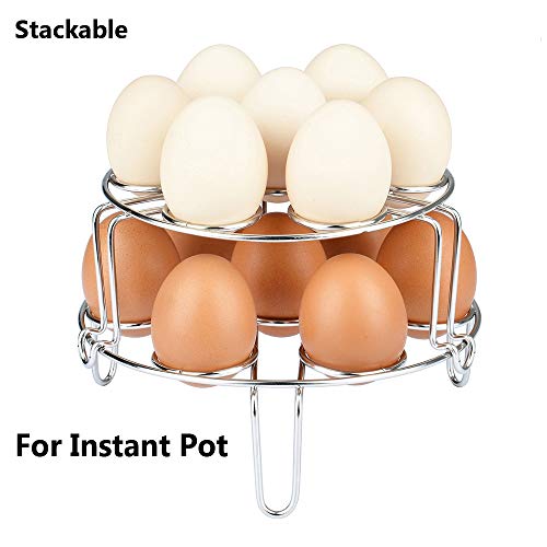 [Upgraded Version]Maxracy 2 Piece Stackable Steamer Rack for Instant Pot Accessories Stainless Steel Egg Assist Trivet Vegetable Steam Rack for Pressure Cooker Accessories