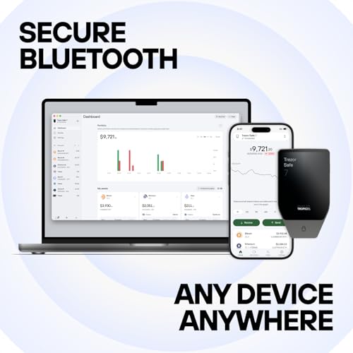 Trezor Safe 7 - Crypto Hardware Wallet with Bluetooth, Color Touch Screen, Transparent Secure Element, Quantum Ready (Charcoal Black)