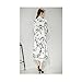 Women Ladies Bamboo Print 2 Piece Linen Silk Cheongsam Qipao Dress with 3/4 Sleeve