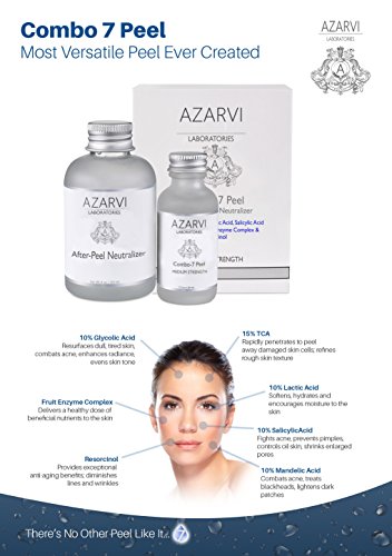 Azarvi Combo 7 Peel Including After Peel Neutralizer. Includes: 15% TCA, Salicylic Acid, Glycolic Acid, Lactic Acid, Mandelic Acid, Vitamin C and Resorcinol