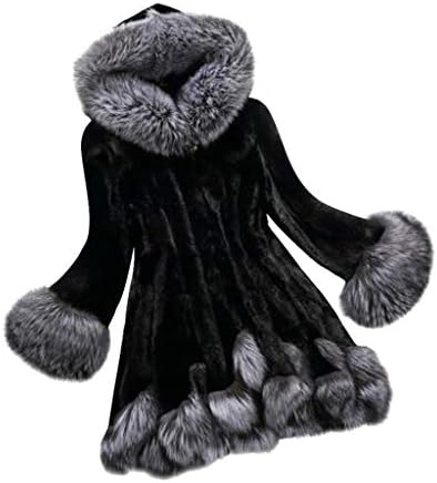 Women Long Sleeve Parka Outwear Fox Fur Coat Overcoat Jacket Duseedik