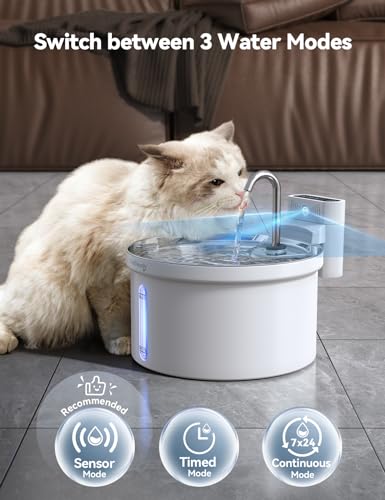 FEELNEEDY 3.5 L Cat Fountain Stainless Steel Wireless with Sensor, Drinking Fountain for Cats with Battery 4000 mAh Cats Battery Operated Water Fountain Super Quiet with 3 Filters (Acrylonitrile Butadiene Styrene (ABS))