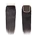 Brazilian Straight Hair Bundles With Closure (16 18 20+14) 100% Unprocessed Virgin Human Hair Extensions Double Weave Weft with 4x4 Lace Closure Free Part Natural Color