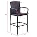 Tangkula Set of 2 Patio Bar Stools Indoor Outdoor Use Wicker Rattan Barstool with Footrest for Garden Pool Lawn Backyard Study Steel Frame Bar Chairs Furniture (Dark Brown 47