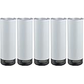 HAYINS 5Pack 20 oz Buletooth Sublimation Printed Speaker Tumbler Straight Skinny Double Wall With Lid (Black 5pcs)