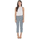 Mudpie Womens Sabrea Cropped Pant Navy Clover Lattice
