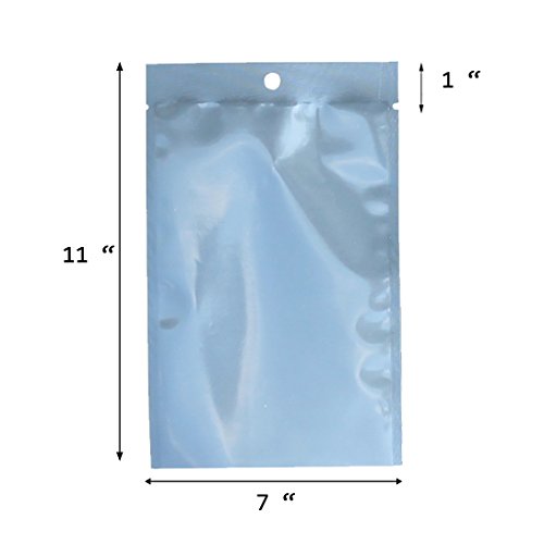 AwePackage Clear Silver Flat Pouch Zipper Bag with Oxygen Absorber for Home Made Jerky (50, 7x11"(10oz))
