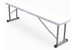 NEW HOME ERA 2.75ft Plastic Folding Bench – Lightweight and Portable White Resin with Durable Steel Frame, 33”x8”x16” - (Pack of 1, White, 2.75 Feet)
