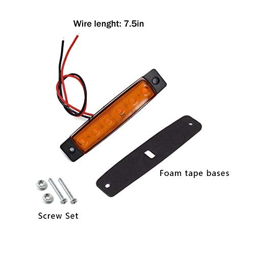 NBWDY 10pc 3.8" 6 LED amber Side Marker Lights, amber Trailer Marker Lights, Rear Side Marker Lamp Amber, Led Marker Lights for Trucks, Cab Marker, RV Marker light amber