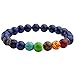 Jovivi 5pcs 8mm Natural 7 Chakras Reiki Gemstone Lava Rock Stones Healing Crystals Prayer Mala Beads Bracelets for Women Men Meditation Chakra Balancing