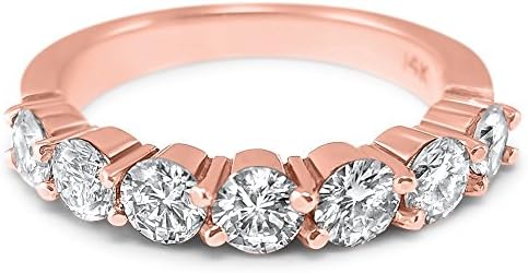 7 stone 14k Rose gold Forever ONE moissanite half eternity wedding band 1.75 Carats Total Weight