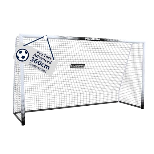 HUDORA Football Goal Pro Tect 360 Advanced – Outdoor football goal with net and weatherproof covering for kids/adults – simple assembly in garden – goal wall with zip and Velcro fastenings – white