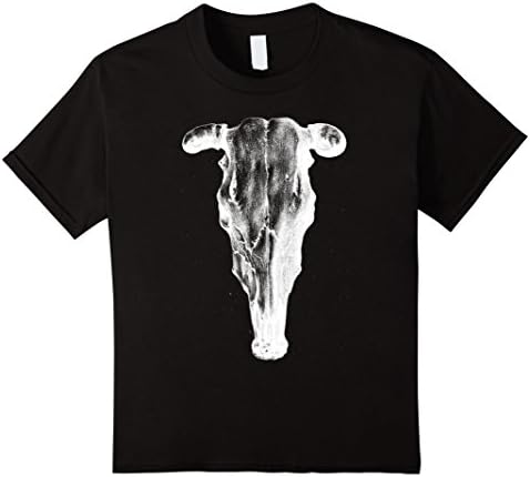 Kids Cow Skull T-Shirt Western Style cowboy cowgirl Graphic tee 10 Black